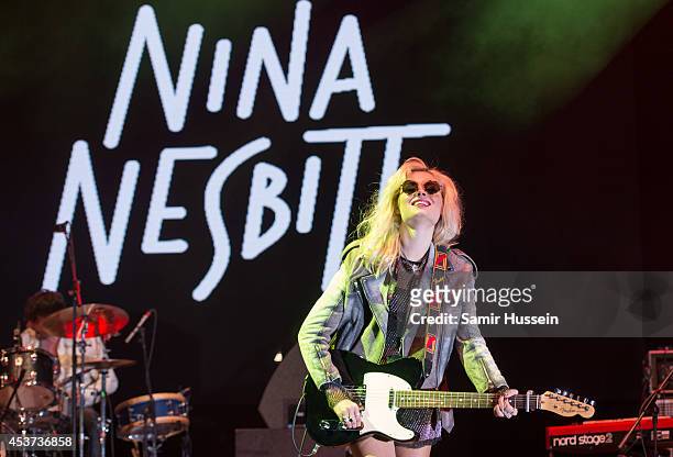 Nina Nesbitt performs on Day 2 of the V Festival at Hylands Park on August 17, 2014 in Chelmsford, England.