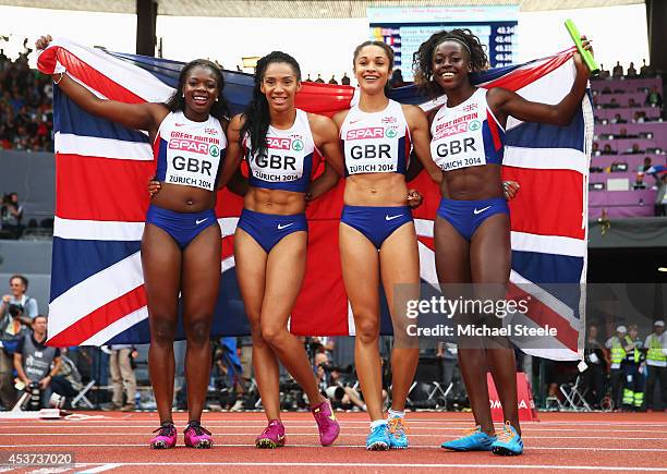 Asha Philip of Great Britain and Northern Ireland, Ashleigh Nelson of Great Britain and Northern Ireland, Anyika Onuora of Great Britain and Northern...