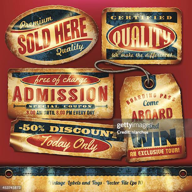 vintage labels and tags - rivet stock illustrations