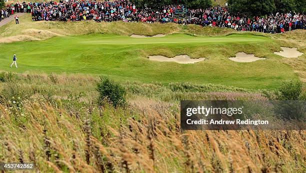 Thomas Bjorn of Denmark on the 10th hole during the final round of the Made In Denmark at Himmerland Golf & Spa Resort on August 17, 2014 in Aalborg,...