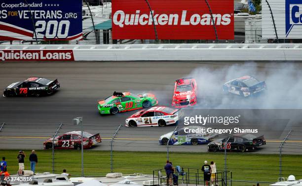 Reed Sorenson, driver of the Chevrolet, Casey Mears, driver of the Geico Chevrolet , Trevor Bayne, driver of the Motorcraft/Quick Lane Tire & Auto...