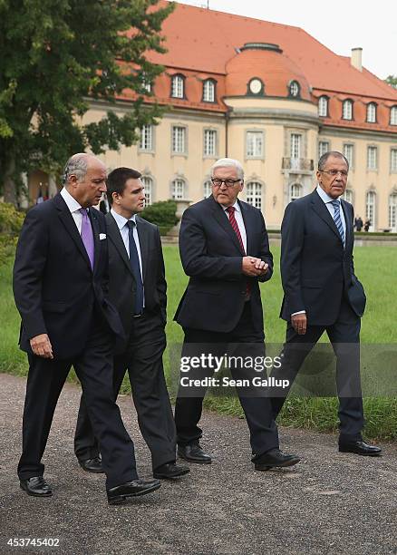 French Foreign Minister Laurent Fabius, Ukrainian Foreign Minister Pavlo Klimkin, German Foreign Minister Frank-Walter Steinmeier and Russian Foreign...