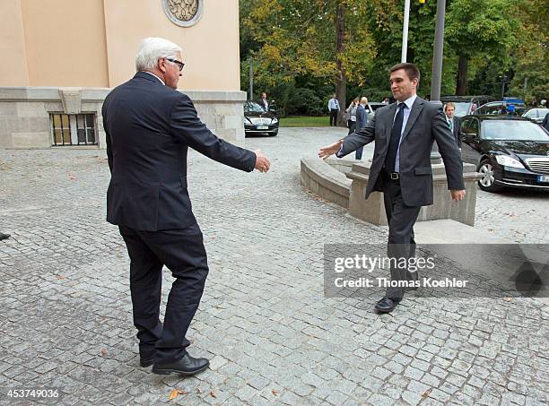 German Foreign Minister Frank-Walter Steinmeier meets with Ukrainian Foreign Minister Pavlo Klimkin prior to talks with Russian Foreign Minister...