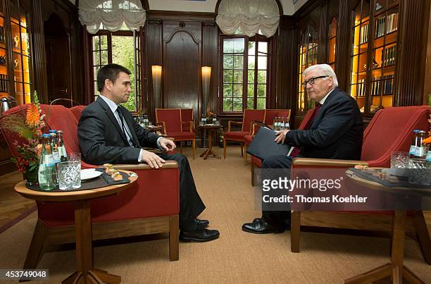 German Foreign Minister Frank-Walter Steinmeier meets with Ukrainian Foreign Minister Pavlo Klimkin prior to talks with Russian Foreign Minister...