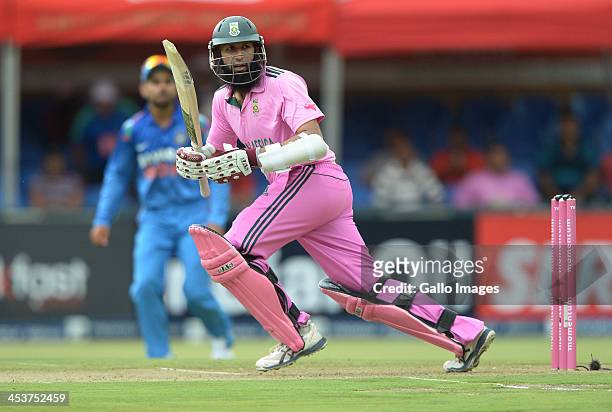 Hashim Amla of South Africa runs a single during the 1st Momentum ODI match between South Africa and India at Bidvest Wanderers Stadium on December...