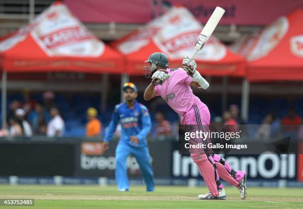 Hashim Amla of South Africa plays to the offside during the 1st Momentum ODI match between South Africa and India at Bidvest Wanderers Stadium on...