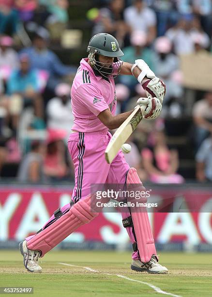Hashim Amla of South Africa cuts a delivery during the 1st Momentum ODI match between South Africa and India at Bidvest Wanderers Stadium on December...