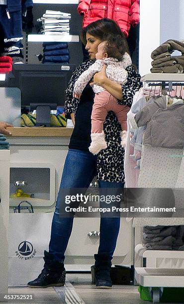 Monica Cruz and her daughter Antonella Cruz are seen going for shopping on December 4, 2013 in Madrid, Spain.