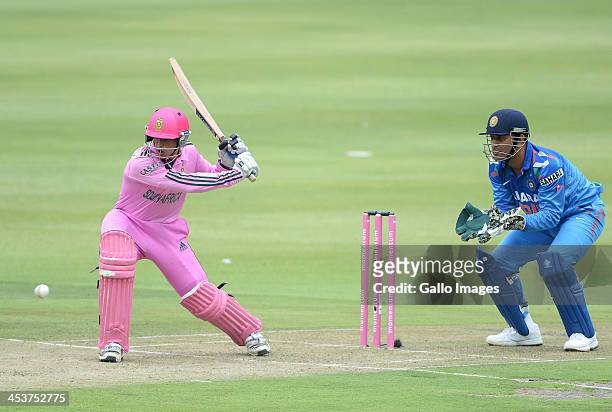 Quinton de Kock of South Africa about to hit a boundary during the 1st Momentum ODI match between South Africa and India at Bidvest Wanderers Stadium...