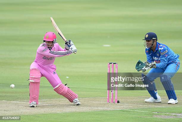 Quinton de Kock of South Africa about to hit a boundary during the 1st Momentum ODI match between South Africa and India at Bidvest Wanderers Stadium...