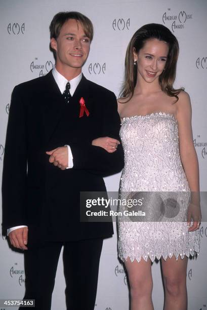 Singer Bryan White and actress Jennifer Love Hewitt attend the 25th Annual American Music Awards on January 26, 1998 at the Shrine Auditorium in Los...