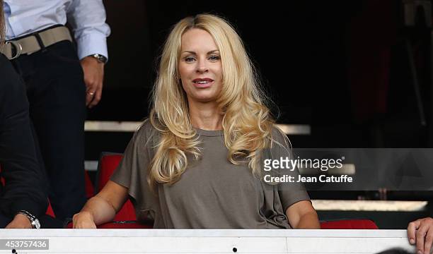 Helena Seger Ibrahimovic, wife of Zlatan Ibrahimovic of PSG, attends the French Ligue 1 match between Paris Saint Germain FC and SC Bastia at Parc...