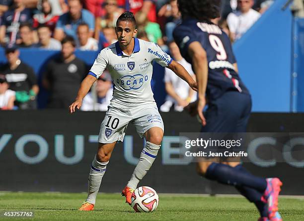Ryad Boudebouz of Bastia in action during the French Ligue 1 match between Paris Saint Germain FC and SC Bastia at Parc des Princes stadium on August...