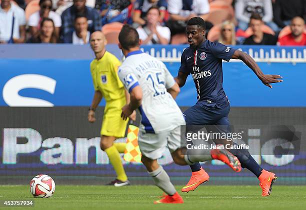 Serge Aurier of PSG in action during the French Ligue 1 match between Paris Saint Germain FC and SC Bastia at Parc des Princes stadium on August 16,...