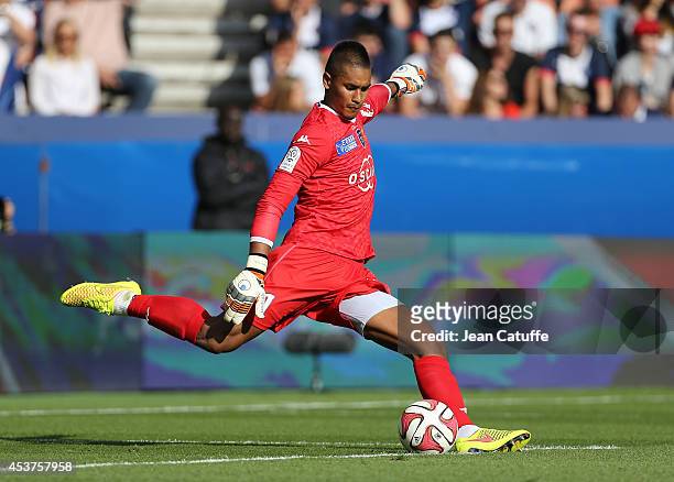 Goalkeeper of Bastia Alphonse Areola in action during the French Ligue 1 match between Paris Saint Germain FC and SC Bastia at Parc des Princes...