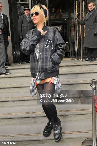 Rihanna is seen on February 20, 2012 in London, United Kingdom.