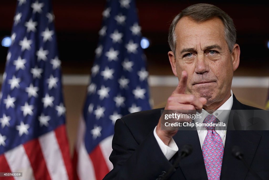 John Boehner Holds Weekly Briefing At The Capitol