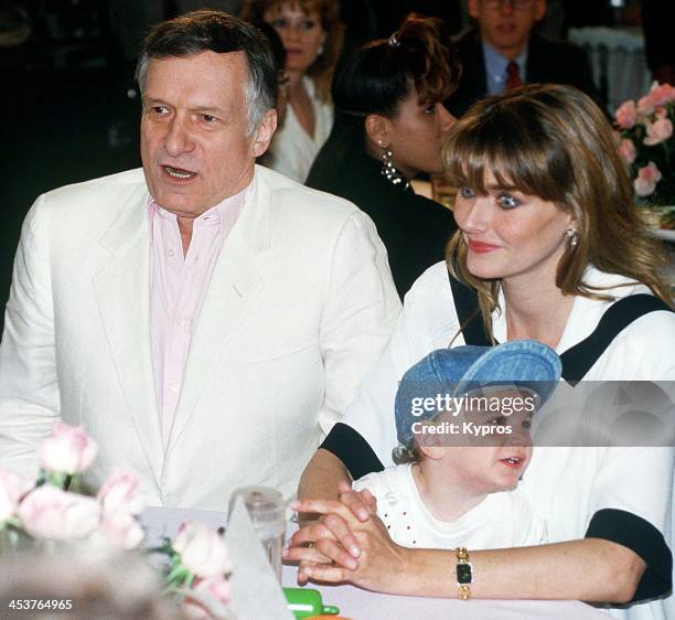 American publisher Hugh Hefner with his wife, Playboy Playmate Kimberley Conrad and their son Marston Hefner at the Playboy Playmate Of The Year...