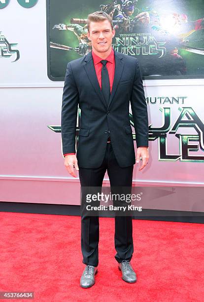 Actor Alan Ritchson arrives at the Los Angeles Premiere 'Teenage Mutant Ninja Turtles' at Regency Village Theatre on August 3, 2014 in Westwood,...