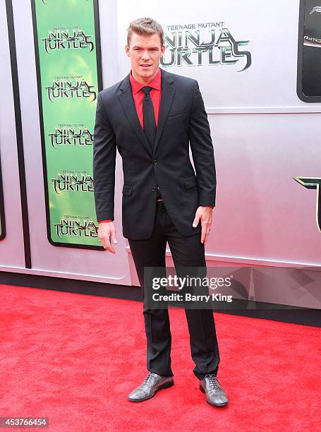 Actor Alan Ritchson arrives at the Los Angeles Premiere 'Teenage Mutant Ninja Turtles' at Regency Village Theatre on August 3, 2014 in Westwood,...