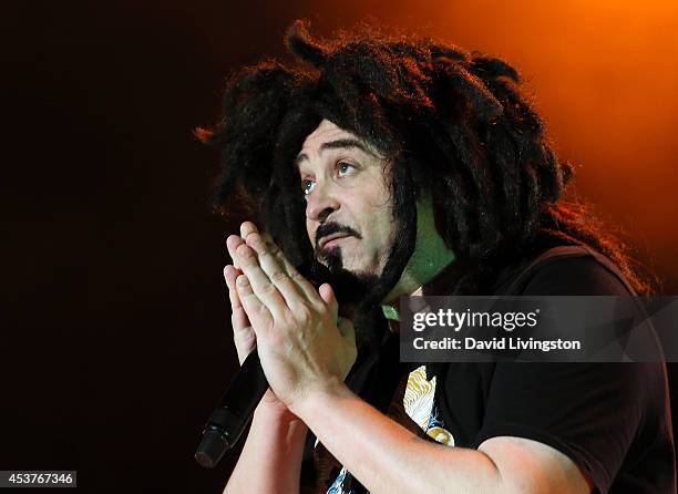 Singer Adam Duritz of Counting Crows performs on stage at the Greek Theatre on August 17, 2014 in Los Angeles, California.