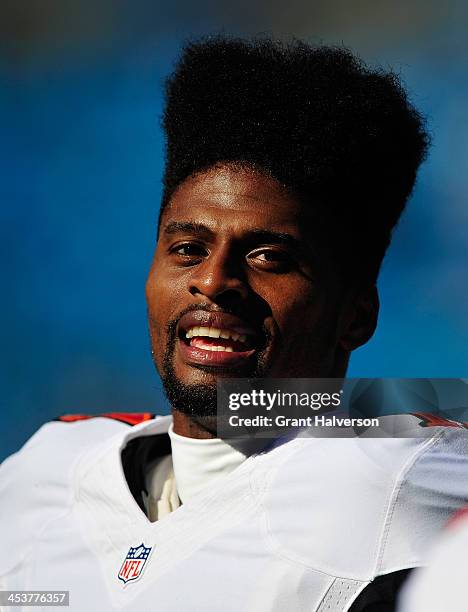 Tiquan Underwood of the Tampa Bay Buccaneers in action against the Carolina Panthers at Bank of America Stadium on December 1, 2013 in Charlotte,...