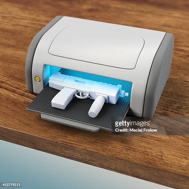 3d printer with a printed weapon - 3 d printed gun stock-grafiken, -clipart, -cartoons und -symbole