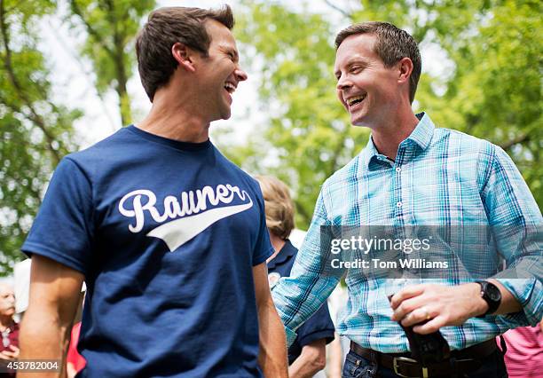 Reps. Rodney Davis, R-Ill., right, and Aaron Schock, R-Ill., attend Republican Day at the Illinois State Fair in Springfield, Ill., August 14, 2014.