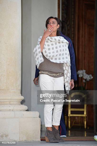 Nathalie Iannetta is seen at Elysee Palace on August 18, 2014 in Paris, France.