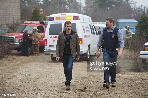 See No Evil" Episode 501 -- Pictured: Lucas Bryant as Nathan Wuornos, Adam Copeland as Dwight Hendrickson --