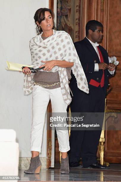 Nathalie Iannetta is seen at Elysee Palace on August 18, 2014 in Paris, France.