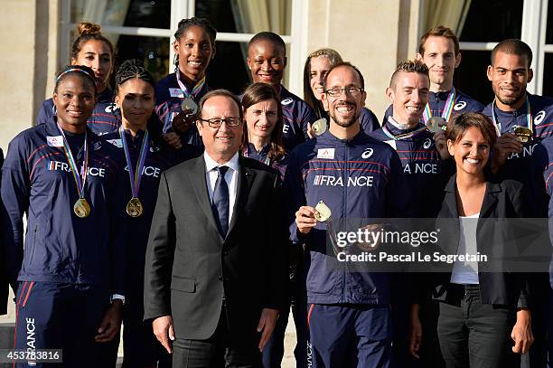 French secretary of state for sports Thierry Braillard , French President Francois Hollande and French Minister for Women's Rights, Cities, Sports...