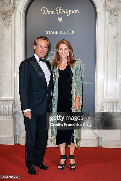 Sybille Wasmuth and Dirk von Haeften attend the Dom Perignon Stage Dinner on August 18, 2014 in Hamburg, Germany.