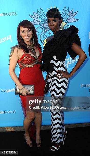 Founder Kristen Nedopak and stylist Joy Donnell arrive for The Geekie Awards 2014 held at Avalon on August 17, 2014 in Hollywood, California.