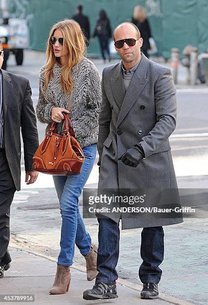 Jason Statham and Rosie Huntington-Whiteley are seen on February 22, 2012 in New York City.