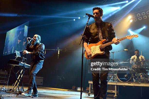 Sebu Simonian and Ryan Merchant of Capital Cities perform as part of Radio 94.7's Electric Christmas at Sleep Train Arena on December 4, 2013 in...