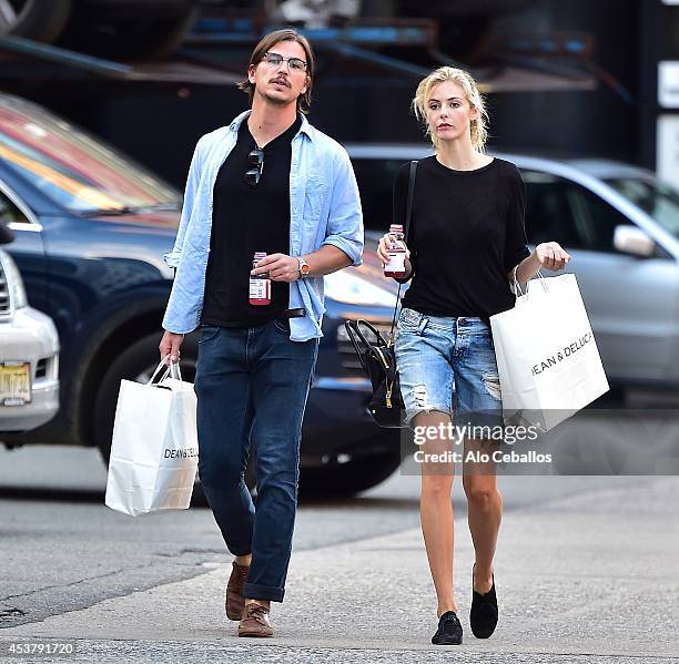 Josh Hartnett and Tamsin Egertonon are seen in Soho August 18, 2014 in New York City.