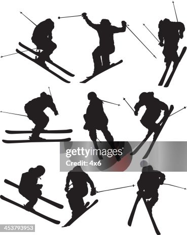 Skiers in action Skiers in action