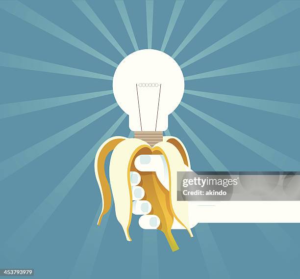 stockillustraties, clipart, cartoons en iconen met funny idea - banana