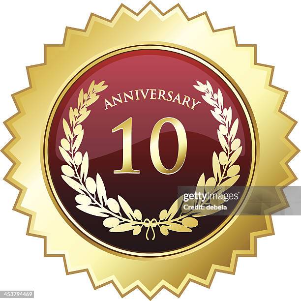 tenth anniversary shield - 10 11 years stock illustrations