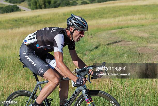 Jens Voigt of Germany riding for Trek Factory Racing attempts to break away from the peloton on McLain Flats Road during the third and final lap in...