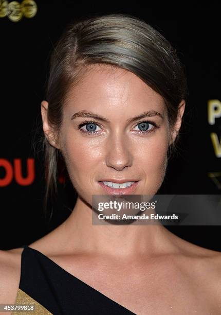 Actress Laura Ramsey arrives at the Los Angeles premiere of "Are You Here" at the ArcLight Hollywood on August 18, 2014 in Hollywood, California.