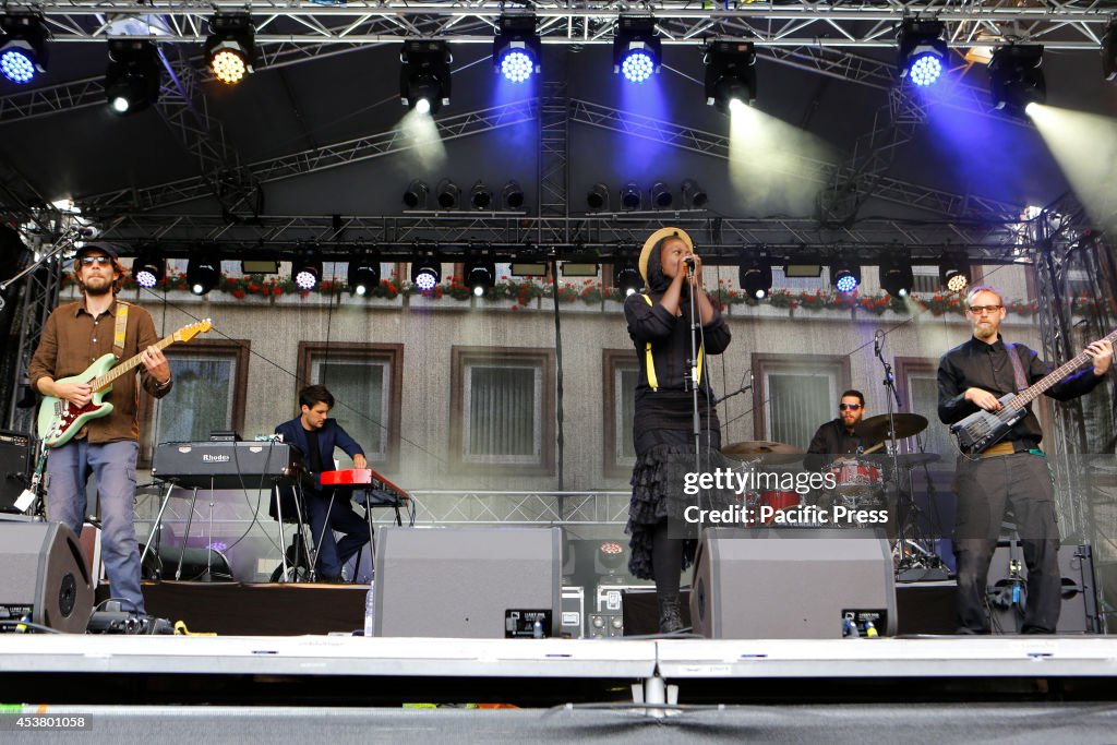 Singer Jaqee is pictured performing live on stage with her...