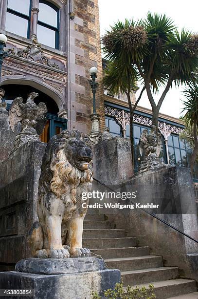 New Zealand, Oceania, South Island, Near Dunedin, Larnach Castle, Lion Statue.