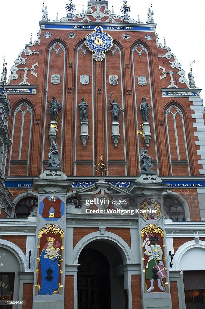 Latvia, Riga, Town Hall Square, House Of BLACkHEADS, Detail...