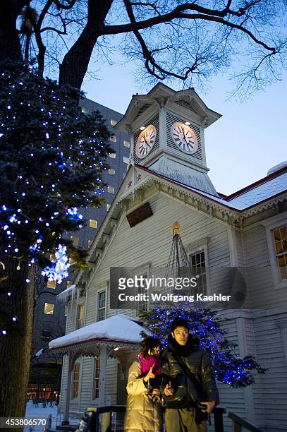 Japan, Hokkaido Island, Sapporo, Historic Clock Tower Built Originally For College.