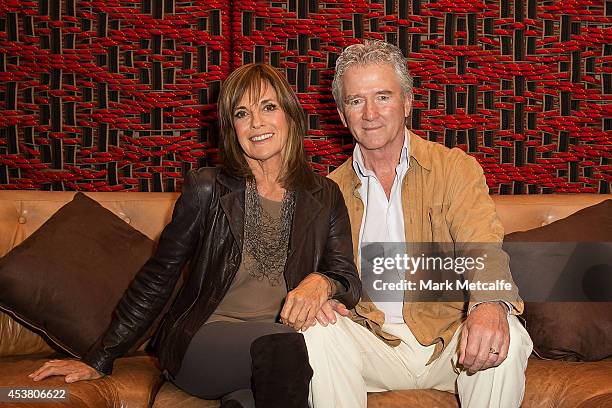 Linda Gray and Patrick Duffy pose at the launch of 'Dallas' on Foxtel's SoHo at The Loft on August 19, 2014 in Sydney, Australia.