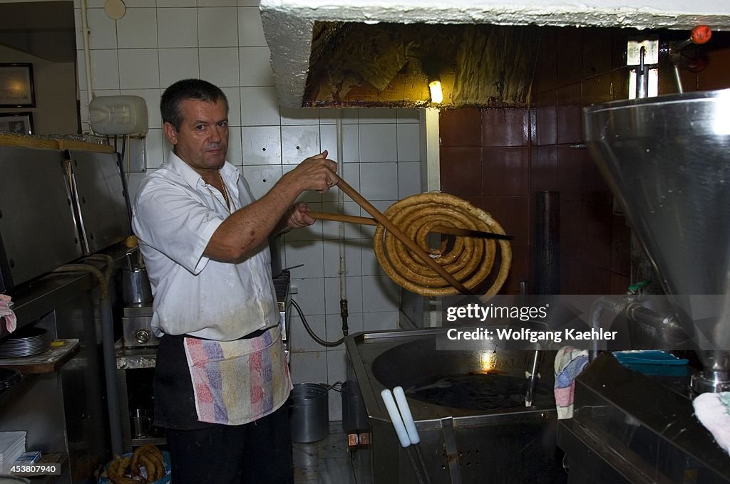 Spain, Costa Del Sol, Malaga, Churros Bakery, Churros Being...