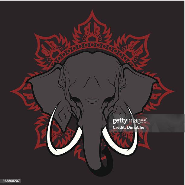 stockillustraties, clipart, cartoons en iconen met elephant stylized head - dolche