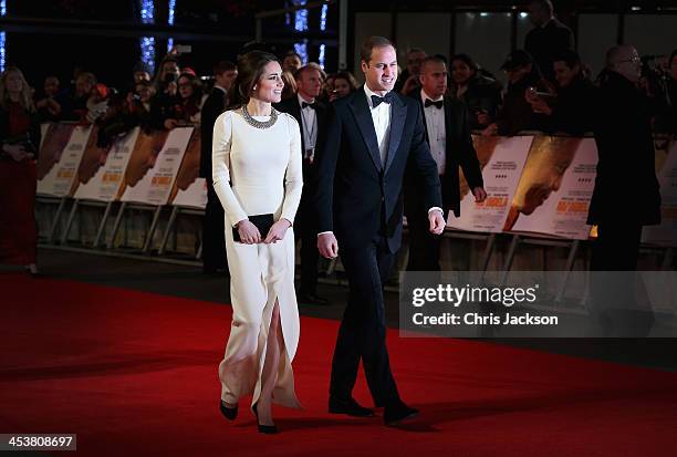 Catherine, Duchess of Cambridge and Prince William, Duke of Cambridge attend the Royal film performance of 'Mandela: Long Walk to Freedom' at Odeon...